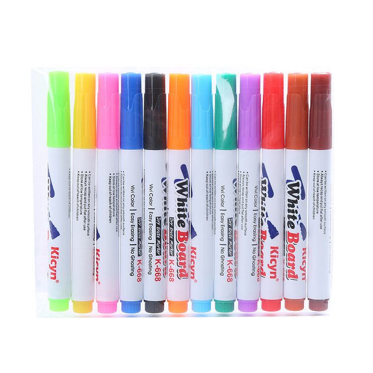 Trending Creative Floating Pen 12-Color Erasable, Washable Whiteboard Markers — Water-Based Markers for Students, Teaching & Office (Wholesale)