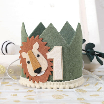 Amazon Cross-Border Kids 1st Birthday Lion Crown Decoration, Birthday Animal Crown Party Supplies