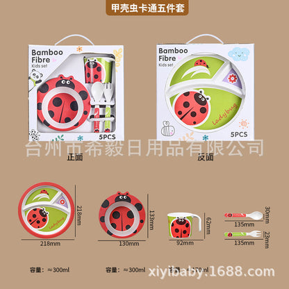 Customized Bamboo Fiber Tableware Set, Plates, Bowls, Cups, Forks and Spoons, Customized Gift Box Packaging. if You Take a Photo of This Link, No Refund Will Be Made by Default