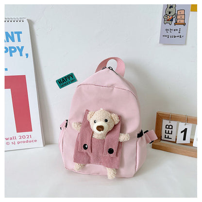 Cute Personalized Bear Backpack for Kids, Playful Kindergarten School Bag, Children’s Double Shoulder Backpack