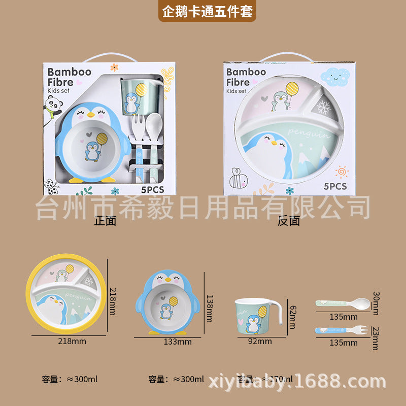 Customized Bamboo Fiber Tableware Set, Plates, Bowls, Cups, Forks and Spoons, Customized Gift Box Packaging. if You Take a Photo of This Link, No Refund Will Be Made by Default