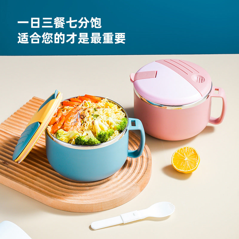 304 Stainless Steel Instant Noodle Cup Fast Food Cup Office Worker Convenient Sealed Insulated Lunch Box Student Dormitory Instant Noodle Bowl