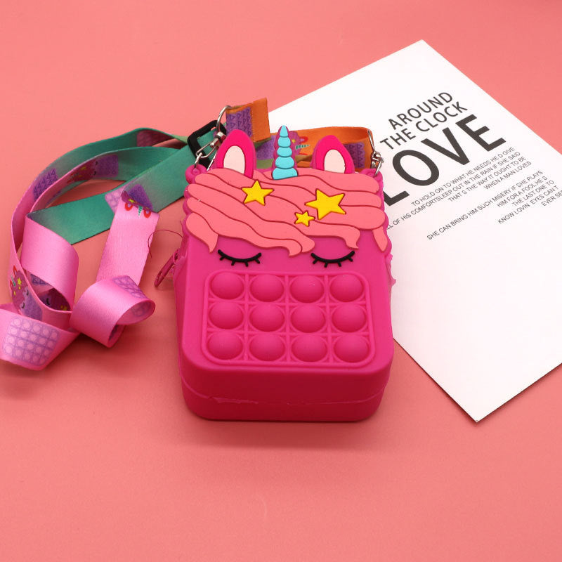 Mouse Killer Pioneer Silicone Cartoon Press Crossbody Bag Unicorn Kids Shoulder Bag Girls Crossbody Mini Square Bag Wholesale