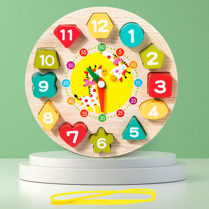 Digital Bead String Clock Model Shape Recognition Clock Educational Toy for Kids, Learning Threading Building Blocks