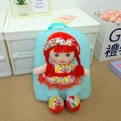 Cross-Border Cartoon Doll Backpack for Kids, Cute Baby Doll Double Shoulder Bag, Kindergarten School Bag