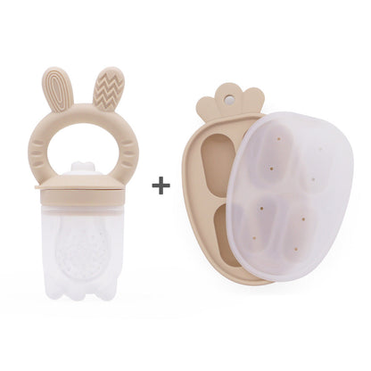 New Product Baby Fruit and Vegetable Music Food Grade Full Silicone Fruit Bite Ice Cube Mould Baby Feeding Food Supplementary Artifact