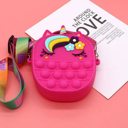 Mouse Killer Pioneer Silicone Cartoon Press Crossbody Bag Unicorn Kids Shoulder Bag Girls Crossbody Mini Square Bag Wholesale