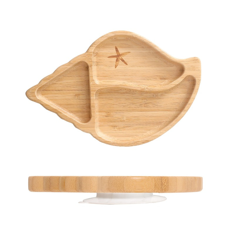 Cute Cartoon Children's Split Dinner Plate for Baby's Eating Suction Type Anti-fall Bamboo and Wood Dinner Plate for Baby's Supplementary Food Tableware