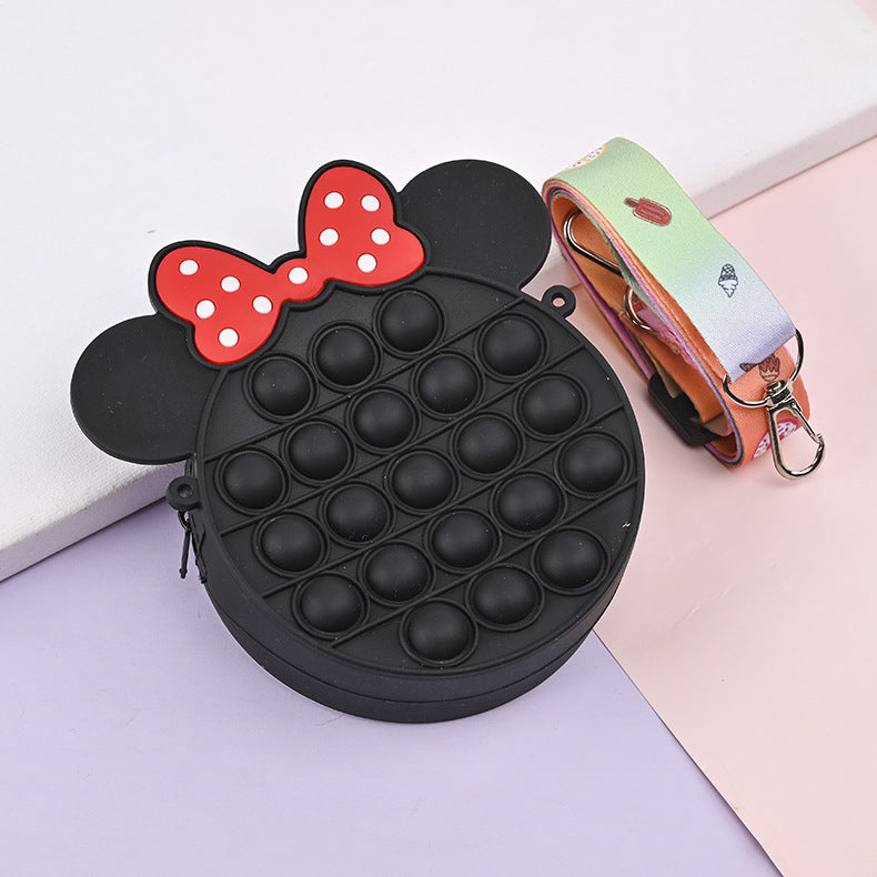 Novel Creative Cartoon Silicone Pouch Kids Crossbody Sling Bag Cute Bear Coin Purse &amp; Small Storage Bag