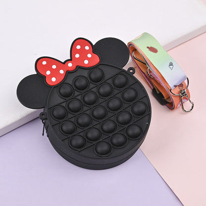 Novel Creative Cartoon Silicone Pouch Kids Crossbody Sling Bag Cute Bear Coin Purse &amp; Small Storage Bag