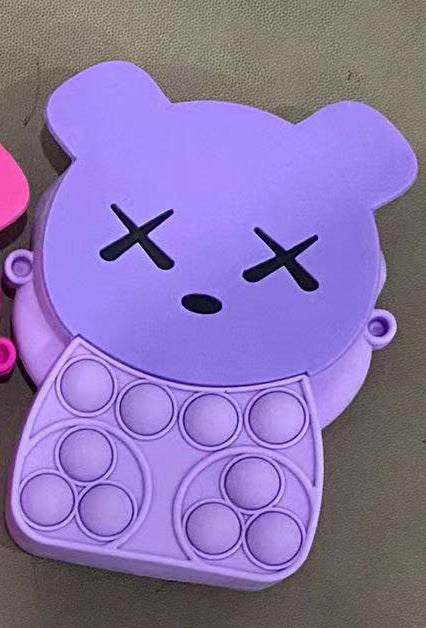 Novel Creative Cartoon Silicone Pouch Kids Crossbody Sling Bag Cute Bear Coin Purse &amp; Small Storage Bag