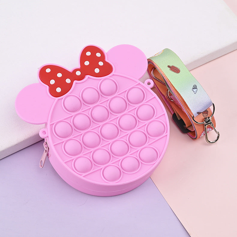 Novel Creative Cartoon Silicone Pouch Kids Crossbody Sling Bag Cute Bear Coin Purse &amp; Small Storage Bag