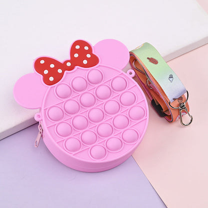 Novel Creative Cartoon Silicone Pouch Kids Crossbody Sling Bag Cute Bear Coin Purse &amp; Small Storage Bag