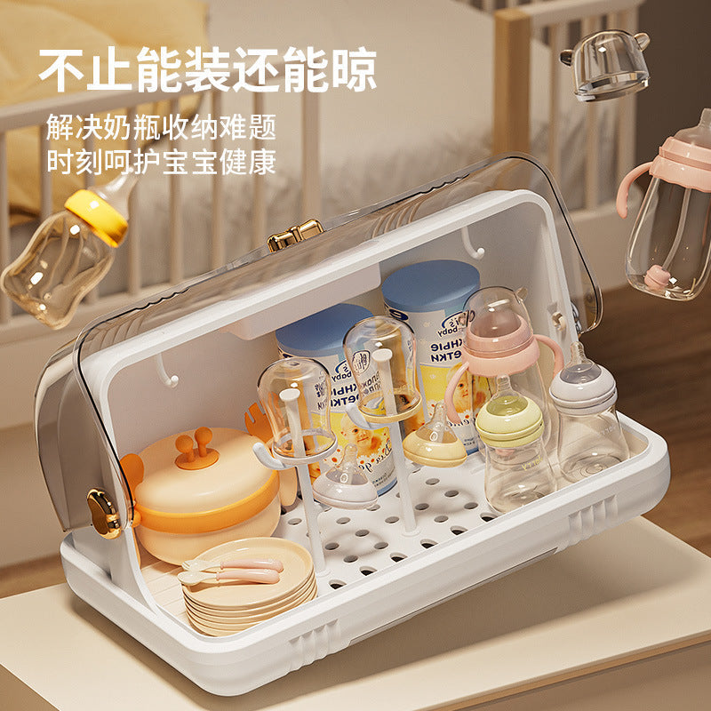 Infant Bottle Storage Box Sterilized Baby Bowl Chopsticks Supplementary Food Storage Box Baby Tableware Cup Draining Rack