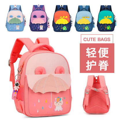 Cross-Border Ready Stock New Kids Umbrella Design Backpack 3-7 Years Old Children, Cartoon Lightweight School Bag for Kindergarten & Primary School