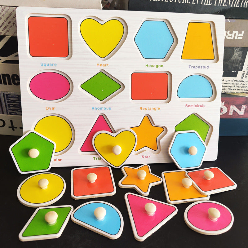 Baby & Toddler Pegboard Puzzle 1-2-3 Years Old: Wooden Peg-In Matching Board Educational Puzzle Toy