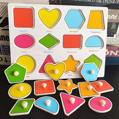 Baby & Toddler Pegboard Puzzle 1-2-3 Years Old: Wooden Peg-In Matching Board Educational Puzzle Toy