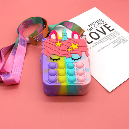 Mouse Killer Pioneer Silicone Cartoon Press Crossbody Bag Unicorn Kids Shoulder Bag Girls Crossbody Mini Square Bag Wholesale
