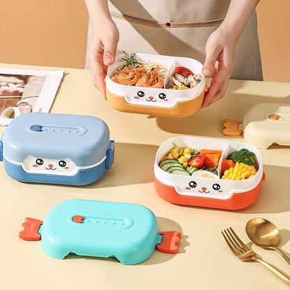 Portable food grade PP2 compartment children's lunch box can be microwave sealed fresh-keeping plastic compartment lunch box for students