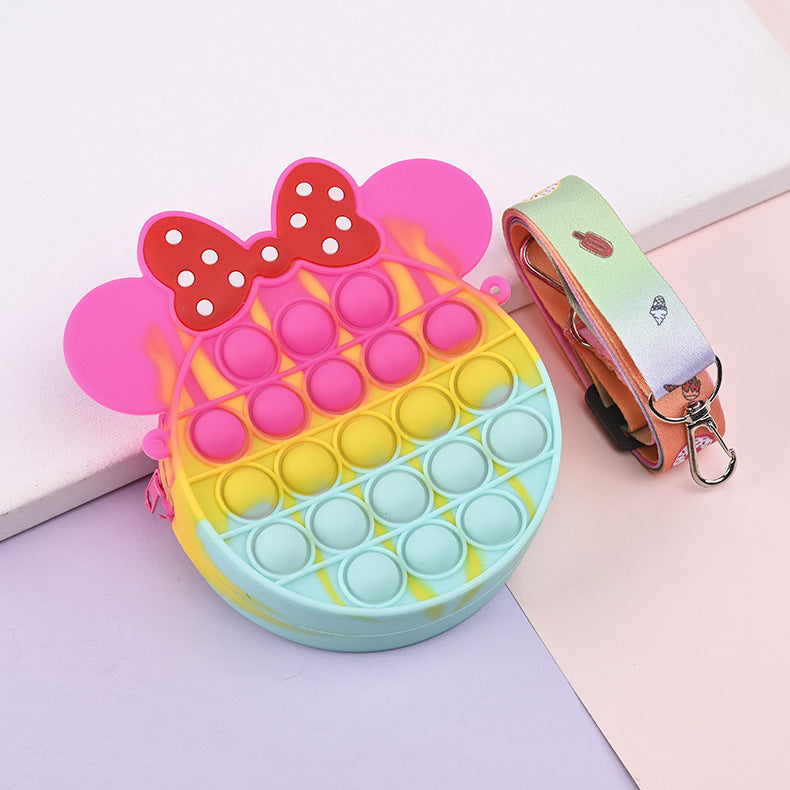 Novel Creative Cartoon Silicone Pouch Kids Crossbody Sling Bag Cute Bear Coin Purse &amp; Small Storage Bag