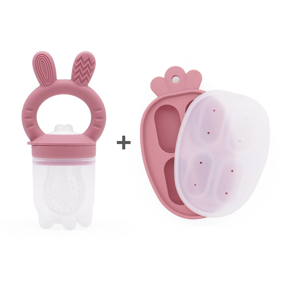 New Product Baby Fruit and Vegetable Music Food Grade Full Silicone Fruit Bite Ice Cube Mould Baby Feeding Food Supplementary Artifact