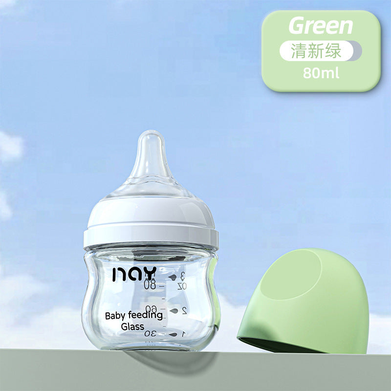 Nuoaiin High Borosilicate Glass Baby Bottle for Newborns, Wide-Caliber, Anti-Colic, Anti-Choking, Manufacturer in Stock, Cross-Border