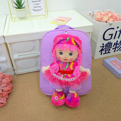 Cross-Border Cartoon Doll Backpack for Kids, Cute Baby Doll Double Shoulder Bag, Kindergarten School Bag