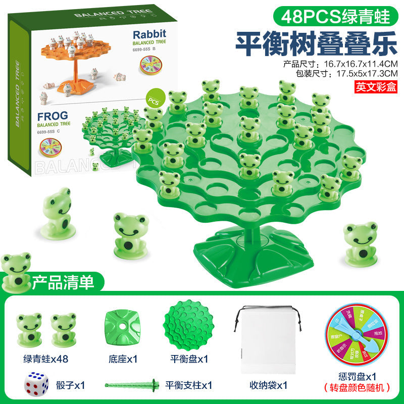 Cross-Border Frog Balance Tree Educational Table Game for Kids—Space Balance Tree Stacking Tower &amp; Balance Fun, 2-Player Interactive Battle Game Toy