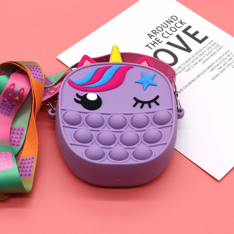 Mouse Killer Pioneer Silicone Cartoon Press Crossbody Bag Unicorn Kids Shoulder Bag Girls Crossbody Mini Square Bag Wholesale