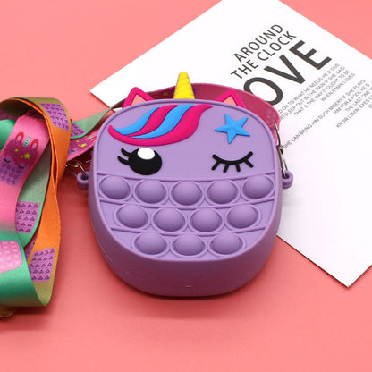 Mouse Killer Pioneer Silicone Cartoon Press Crossbody Bag Unicorn Kids Shoulder Bag Girls Crossbody Mini Square Bag Wholesale