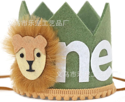 Amazon Cross-Border Kids 1st Birthday Lion Crown Decoration, Birthday Animal Crown Party Supplies