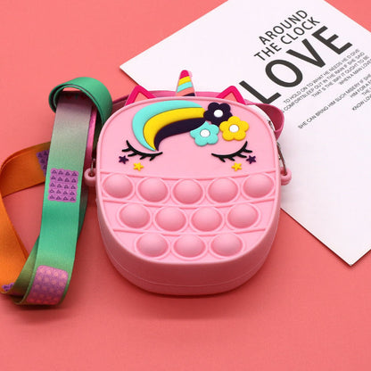 Mouse Killer Pioneer Silicone Cartoon Press Crossbody Bag Unicorn Kids Shoulder Bag Girls Crossbody Mini Square Bag Wholesale