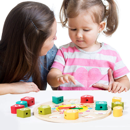 Digital Bead String Clock Model Shape Recognition Clock Educational Toy for Kids, Learning Threading Building Blocks