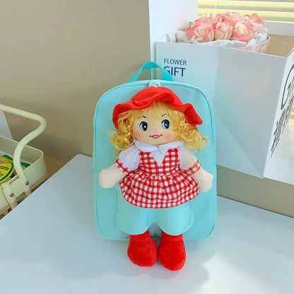 Cross-Border Cartoon Doll Backpack for Kids, Cute Baby Doll Double Shoulder Bag, Kindergarten School Bag