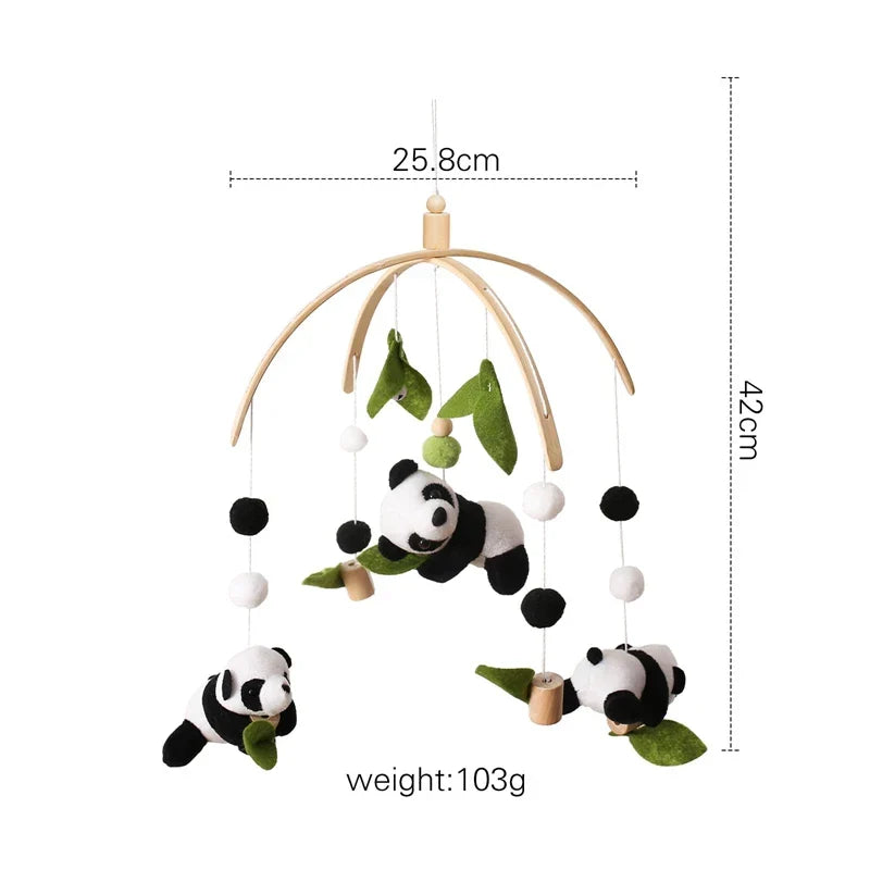 Baby Wooden Bed Bell Cartoon Rabbit Mobile Hanging Rattles Toy Hanger Crib Mobile Bed Bell Wood Toy Holder Arm Bracket Kid Gifts