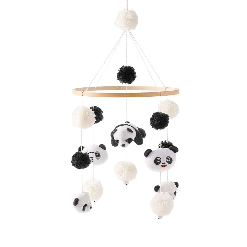 Baby Wooden Bed Bell Cartoon Rabbit Mobile Hanging Rattles Toy Hanger Crib Mobile Bed Bell Wood Toy Holder Arm Bracket Kid Gifts