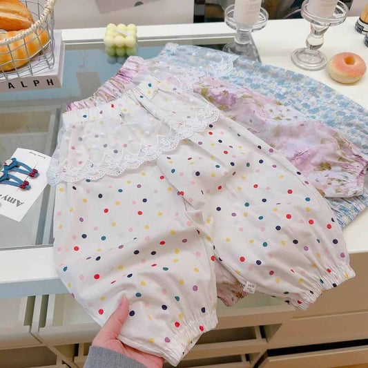 Girls' Summer Pants, Kidsren's Loose, Lightweight, Breathable, Lace Anti-Mosquito Pants, Baby Girl's Thin Casual Pants, 2-8y size, imported from china