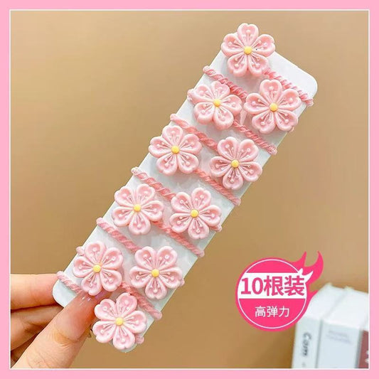 Children's candy-colored sweet cartoon hair flowers, hair ties, pink color, imported from china