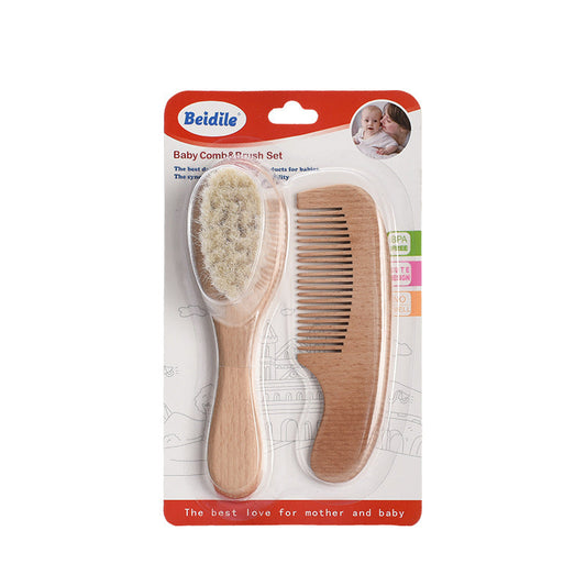 Baby Carding Brush Baby Care suit Comb Beech Wood Soft Hair Brush Cleaning Carding Brush Imported From China