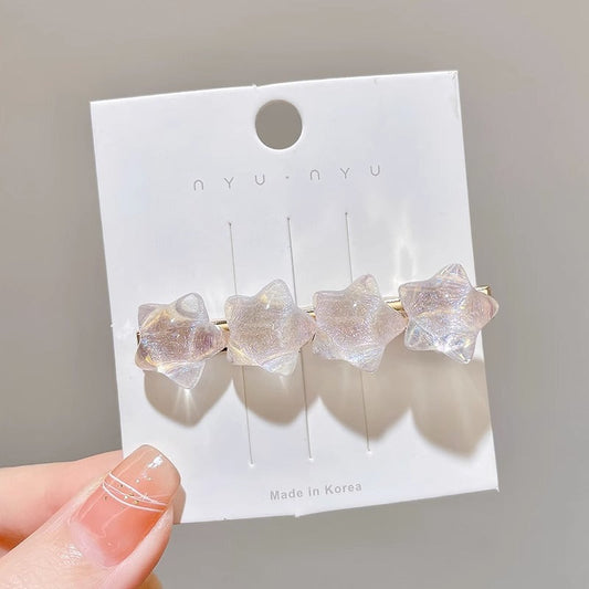 Super cute gradient star hair clip, girly duckbill clip, white color, imported from china