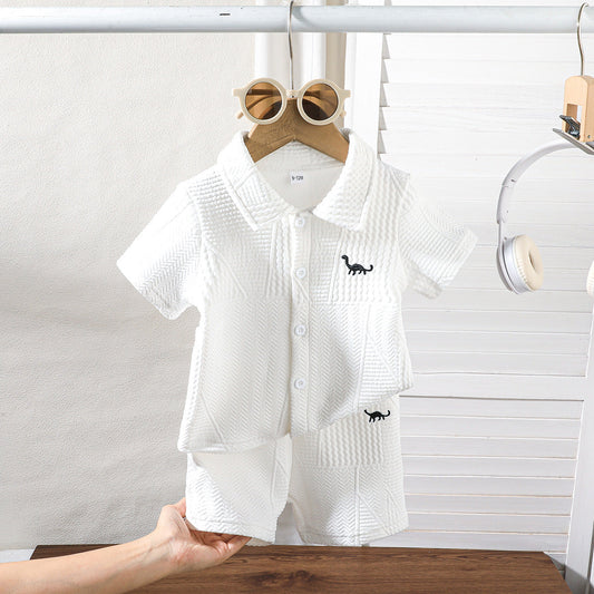Boys' summer short-sleeved white color shirt+pant, For 1-3 Years, Imported From China